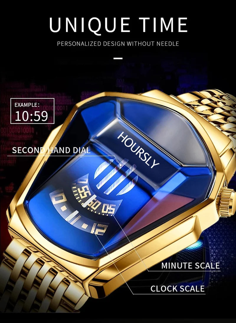 Luxury HOURSLY Brand Trend Cool Men's Wrist Watch Stainless Steel Technology Fashion Quartz Watch For Men 2025 Relogio Masculino