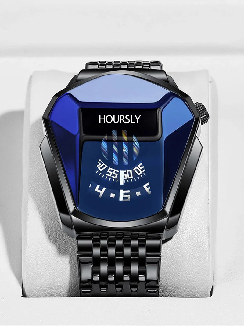 Luxury HOURSLY Brand Trend Cool Men's Wrist Watch Stainless Steel Technology Fashion Quartz Watch For Men 2025 Relogio Masculino