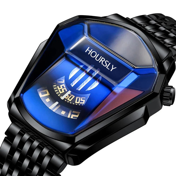Luxury HOURSLY Brand Trend Cool Men's Wrist Watch Stainless Steel Technology Fashion Quartz Watch For Men 2025 Relogio Masculino