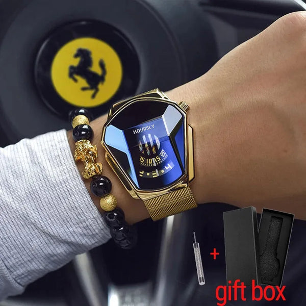 Luxury HOURSLY Brand Trend Cool Men's Wrist Watch Stainless Steel Technology Fashion Quartz Watch For Men 2025 Relogio Masculino