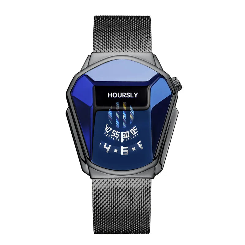 Luxury HOURSLY Brand Trend Cool Men's Wrist Watch Stainless Steel Technology Fashion Quartz Watch For Men 2025 Relogio Masculino