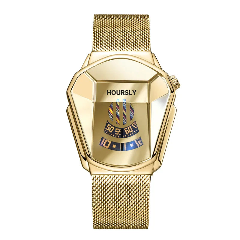 Luxury HOURSLY Brand Trend Cool Men's Wrist Watch Stainless Steel Technology Fashion Quartz Watch For Men 2025 Relogio Masculino