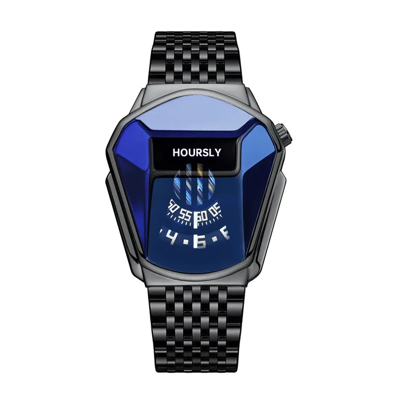 Luxury HOURSLY Brand Trend Cool Men's Wrist Watch Stainless Steel Technology Fashion Quartz Watch For Men 2025 Relogio Masculino