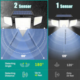 Solar Lights Outdoor Waterproof Super Bright Cordless Solar Motion Sensor Light 3 Adjustable Heads 270° Wide Angle Illumination