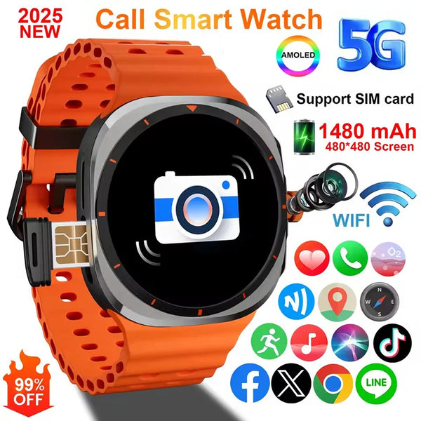 Finaf U8 Ultra IOS Android 9.0 Smart Watch Men 4G 5G SIM Card WiFi NFC GPS Compass 32GB Smartwatch Rotating Camera Watch 7 Ultra