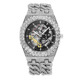 Luxury Mechanical Wristwatch For Men Fashion Full Diamond Luminous Automatic Watch Top Brand Iced Out Bling Crystal Male Clock