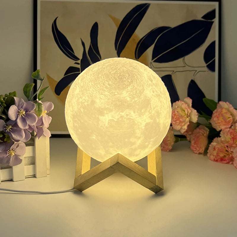 3D LED Moon Earth Starry Sky Globe Night Light for Girls Boys Kids Women Birthday Gift with USB Port