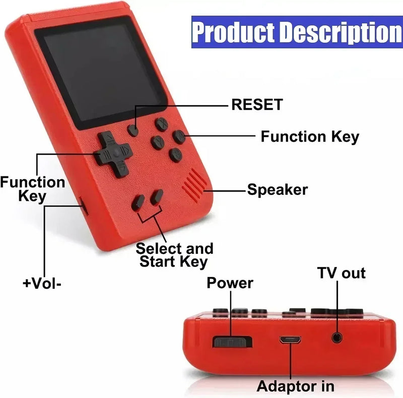 Retro Gaming - Handheld Console with 400 Classic Games, 3 Inch Color LCD for Kids & Adults