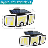 Solar Lights Outdoor Waterproof Super Bright Cordless Solar Motion Sensor Light 3 Adjustable Heads 270° Wide Angle Illumination