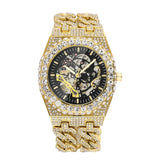 Luxury Mechanical Wristwatch For Men Fashion Full Diamond Luminous Automatic Watch Top Brand Iced Out Bling Crystal Male Clock