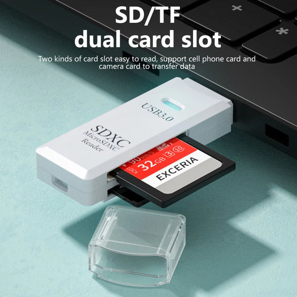 2PCS 2-in-1 USB 3.0 Card Reader Micro SD TF Memory Card Reader USB Flash Drive Cardreader Adapter For PC Laptops Accessories