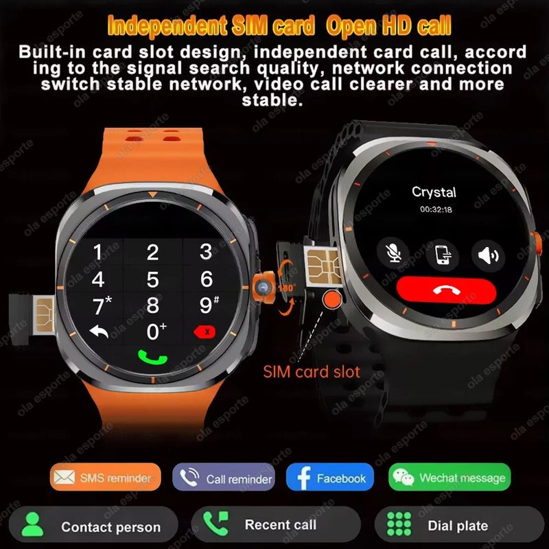 Finaf U8 Ultra IOS Android 9.0 Smart Watch Men 4G 5G SIM Card WiFi NFC GPS Compass 32GB Smartwatch Rotating Camera Watch 7 Ultra