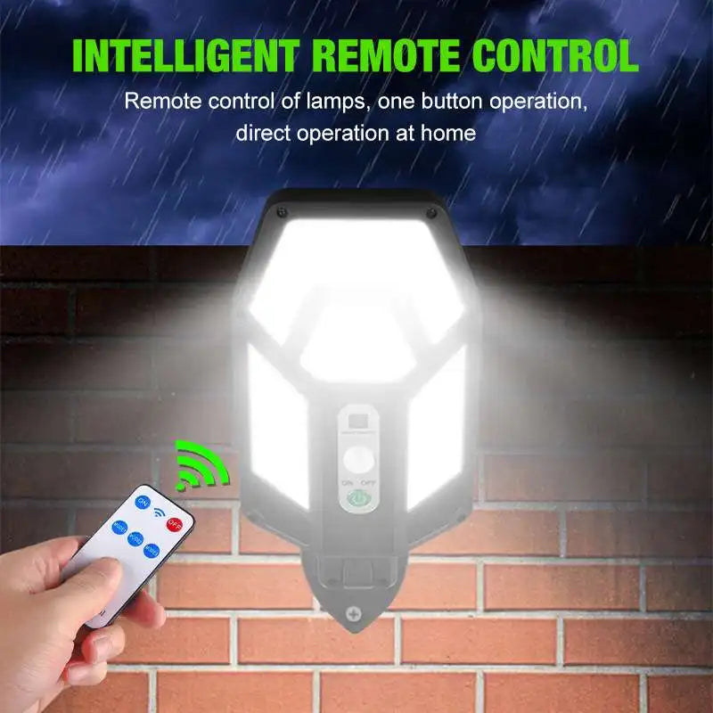 12000LM Solar Lamp Outdoor Sunlight Motion Sensor 8m Remote Control Solar Focus Wall Street Light Waterproof External Solar Lamp
