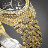 Luxury Mechanical Wristwatch For Men Fashion Full Diamond Luminous Automatic Watch Top Brand Iced Out Bling Crystal Male Clock