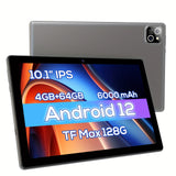 I-Atar 2025 New 10.1inch Tablet Computer, Android 12.0 System, 4Gb Ram+64Gbrom, Quad-Core Processor, 1280*1920 Ips Hd Display, Dual Camera Tablet Computer, Support 2.4g Wifi, Built-In 6000Mah Battery, Ideal Holiday Party Gift