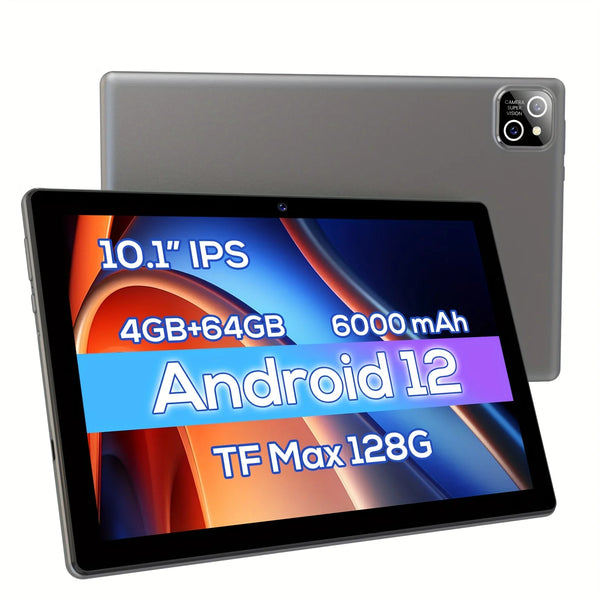 I-Atar 2025 New 10.1inch Tablet Computer, Android 12.0 System, 4Gb Ram+64Gbrom, Quad-Core Processor, 1280*1920 Ips Hd Display, Dual Camera Tablet Computer, Support 2.4g Wifi, Built-In 6000Mah Battery, Ideal Holiday Party Gift
