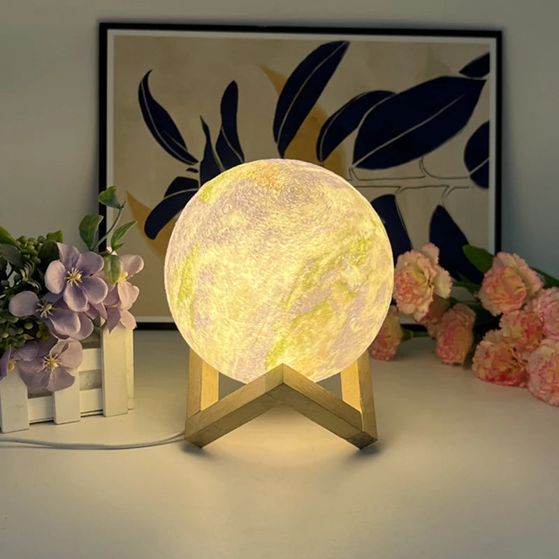 3D LED Moon Earth Starry Sky Globe Night Light for Girls Boys Kids Women Birthday Gift with USB Port