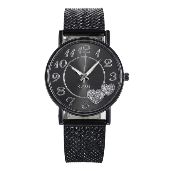 Luxury Heart Wrist Watches for Women Fashion Quartz Watch Steel Strap Band Dial Women Wathes Casual Lady Watch Relogio Feminino