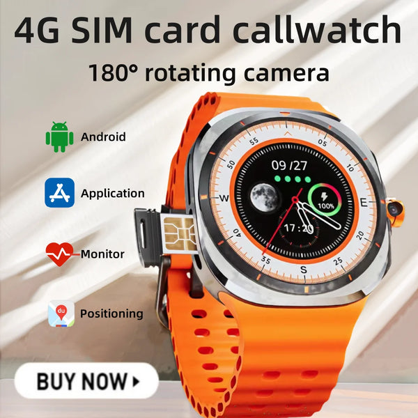 Finaf X 2025 U8 Ultra Android smartwatch with 5G/4G full network connectivity, global call rotation camera Amoled screen GPS WIFI
